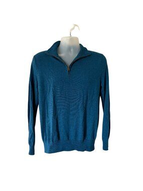 J. Crew Merino Wool 1/4 Zip Sweater Mens Teal Blue Size Medium